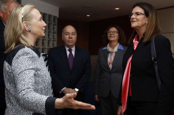 U.S. Secretary of State Clinton meets with CEO of Petroleo Brasileiro Gracas Foster in Brasilia