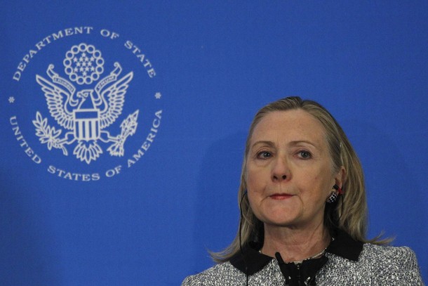 U.S. Secretary of State Hillary Clinton pauses as she speaks at Brazil's CNI in Brasilia