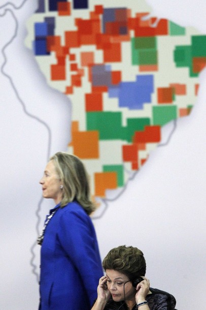 Brazil's President Dilma Rousseff and U.S. Secretary of State Hillary Clinton participate in the annual conference "Open Government Partnership", in Brasilia