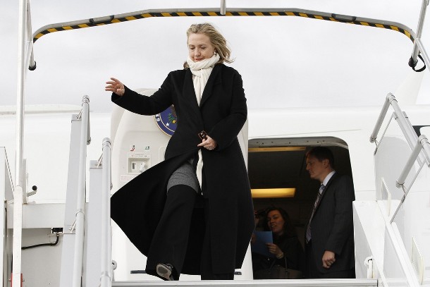 U.S. Secretary of State Hillary Clinton arrives in Paris