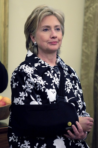 U.S. Secretary of State Hillary Clinton is seen in the Oval Office of the White House in Washington
