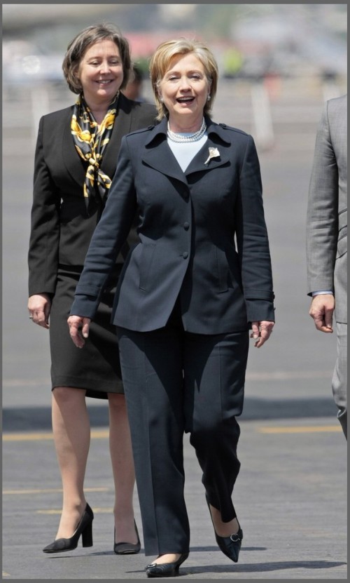 U.S. Secretary of State Hillary Clinton arrives at the international airport in Mexico City