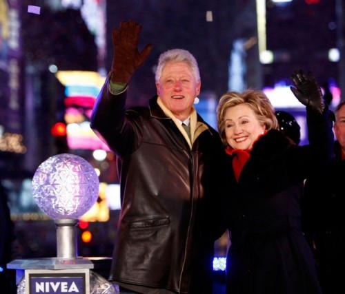 Bill And Hillary Clinton Lower Times Square 2009 New Years Eve Ball