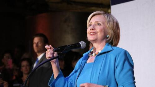 Democratic presidential candidate Hillary Rodham Clinton speaks to supporters during a campaign rally at La Rumba, a Denver dance club and restaurant, Tuesday, Aug. 4, 2015. (AP Photo/Brennan Linsley)