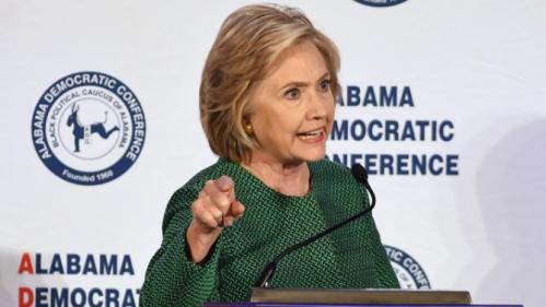 Democratic presidential candidate Hillary Rodham Clinton speaks during a meeting of the Alabama Democratic Conference in Hoover, Ala., Saturday, Oct. 17, 2015. (AP Photo/ Mark Almond)