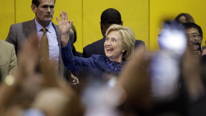 Democratic presidential candidate Hillary Rodham Clinton arrives to speak at Fisk University Friday, Nov. 20, 2015, in Nashville, Tenn. (AP Photo/Mark Humphrey)