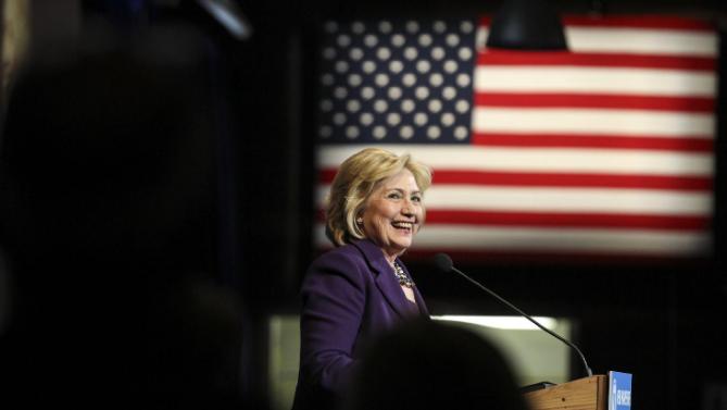 Democratic presidential candidate Hillary Clinton speaks at the at New Hampshire Democrats party's annual dinner in Manchester, N.H., Sunday, Nov. 29, 2015. (AP Photo/Cheryl Senter)