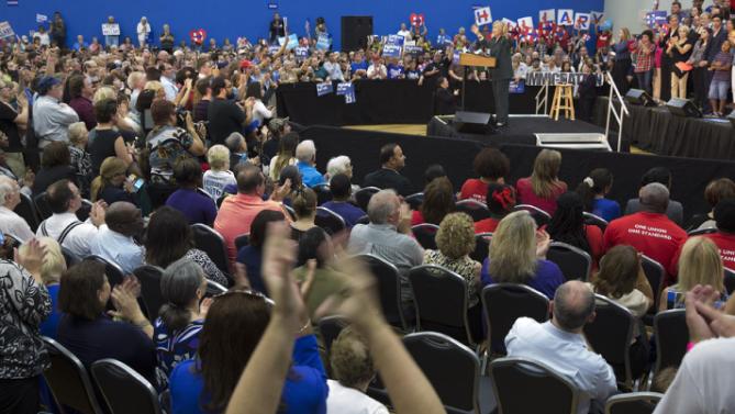 Democratic presidential candidate Hillary Clinton speaks about Florida at a Grassroots Organizing Event at the Meadow Woods Recreation Center, Wednesday, Dec., 2, 2015, in Orlando, Fla. (AP Photo/Willie J. Allen Jr.)