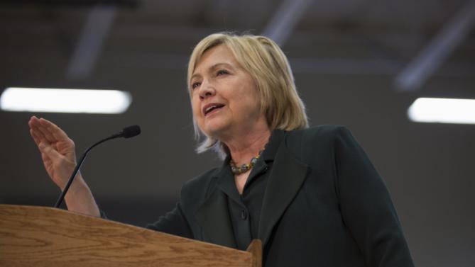 Democratic presidential candidate Hillary Clinton talks immigration during an address at a Grassroots Organizing Event at the Meadow Woods Recreation Center in Orlando, Fla., Wednesday, Dec. 2, 2015.  (AP Photo/Willie J. Allen Jr.)
