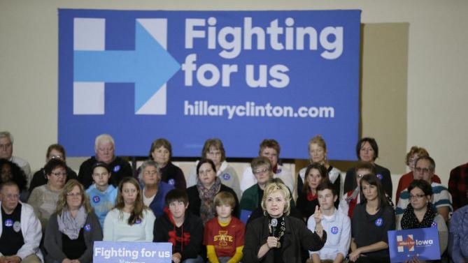 Democratic presidential candidate Hillary Clinton speaks during a town hall meeting Friday, Dec. 4, 2015, in Fort Dodge, Iowa. (AP Photo/Charlie Neibergall)