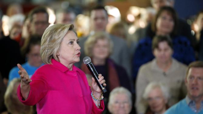 Democratic presidential candidate Hillary Clinton speaks at a town hall at NewBo City Market in Cedar Rapids, Iowa, Monday, Jan. 4, 2016. (AP Photo/Patrick Semansky)