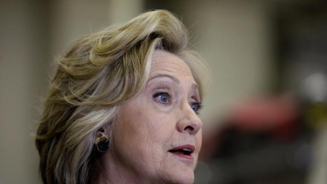 Democratic presidential candidate Hillary Clinton speaks during a campaign stop at the Osage Public Safety Center, Tuesday, Jan. 5, 2016, in Osage, Iowa. (AP Photo/Charlie Neibergall)