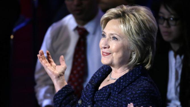 Democratic presidential candidate, Hillary Clinton makes a point during the Brown & Black Forum, Monday, Jan. 11, 2016, in Des Moines, Iowa. (AP Photo/Charlie Neibergall)