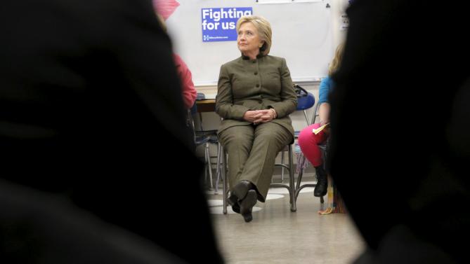 U.S. Democratic presidential candidate Hillary Clinton listens during a meeting with the group Every Child Matters at the Berg Middle School in Newton, Iowa January 28, 2016. REUTERS/Brian Snyder