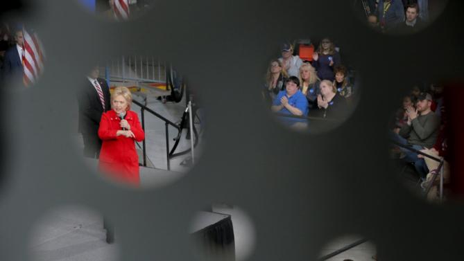 U.S. Democratic presidential candidate Hillary Clinton speaks during a "Get Out to Caucus" rally at Iowa State University in Ames, Iowa January 30, 2016.  REUTERS/Brian Snyder
