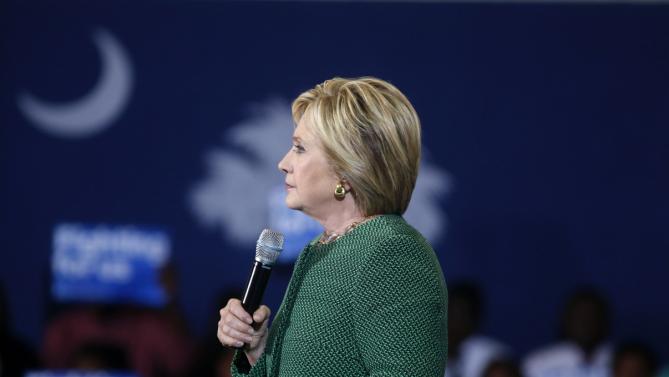 Democratic presidential candidate Hillary Clinton speaks at a campaign event at Morris College in Sumter, S.C., Wednesday, Feb. 24, 2016. (AP Photo/Gerald Herbert)