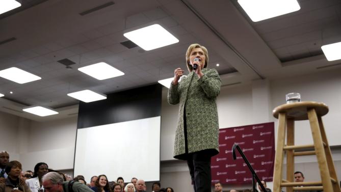 U.S. Democratic presidential candidate Hillary Clinton speaks to supporters at Meharry Medical College in Nashville, Tennessee, February 28, 2016. REUTERS/Jonathan Ernst