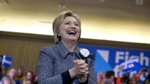Democratic presidential candidate Hillary Clinton arrives to speak during a campaign event at Chicago Journeymen Local Plumbers Union in Chicago, Monday, March 14, 2016. (AP Photo/Carolyn Kaster)